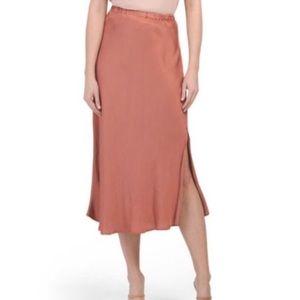 YFB Slip Satin-Effect Midi Skirt Rose Peach Size XS New with Tag
